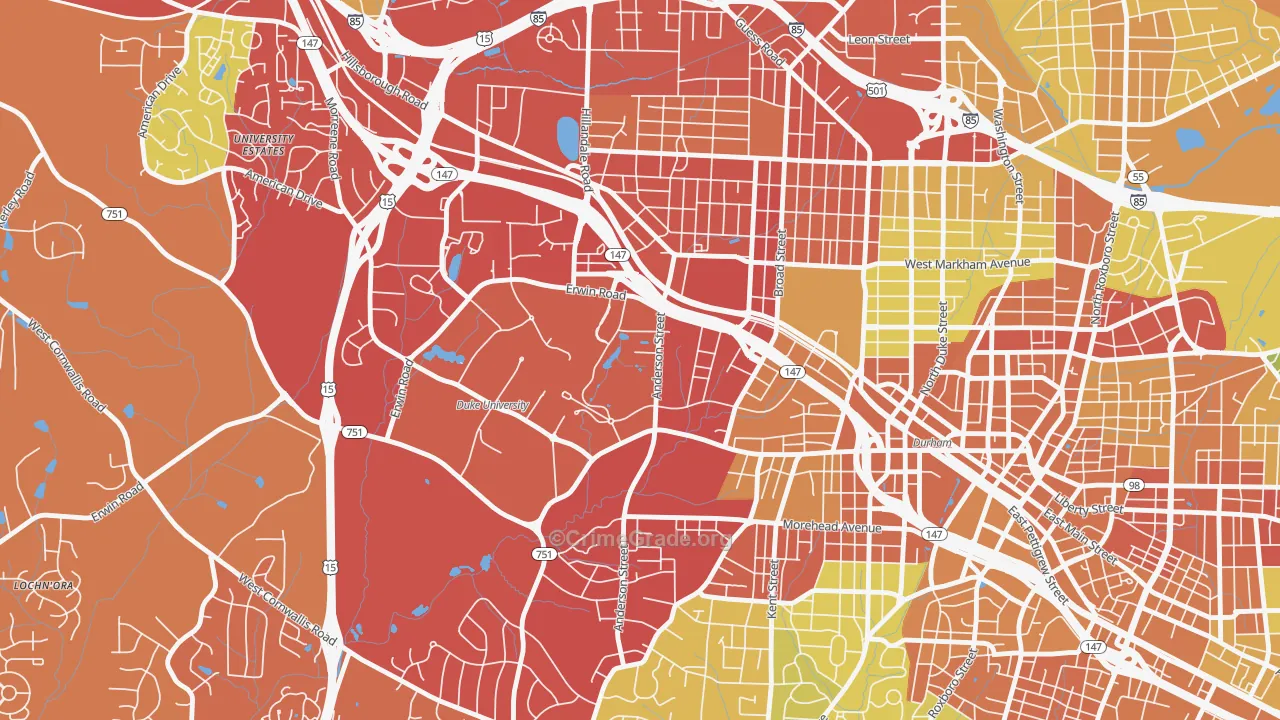 27708, NC Map of Drug-Related Crime Rates