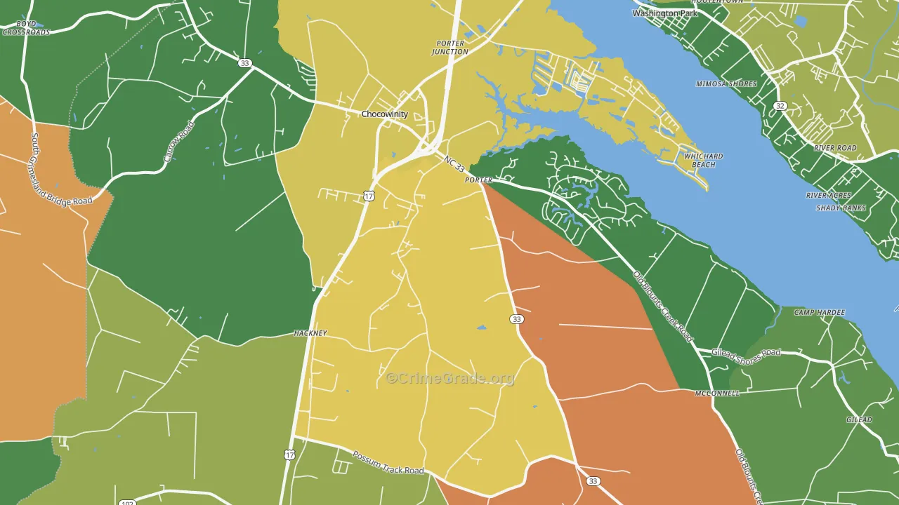 27817, NC Map of Drug-Related Crime Rates