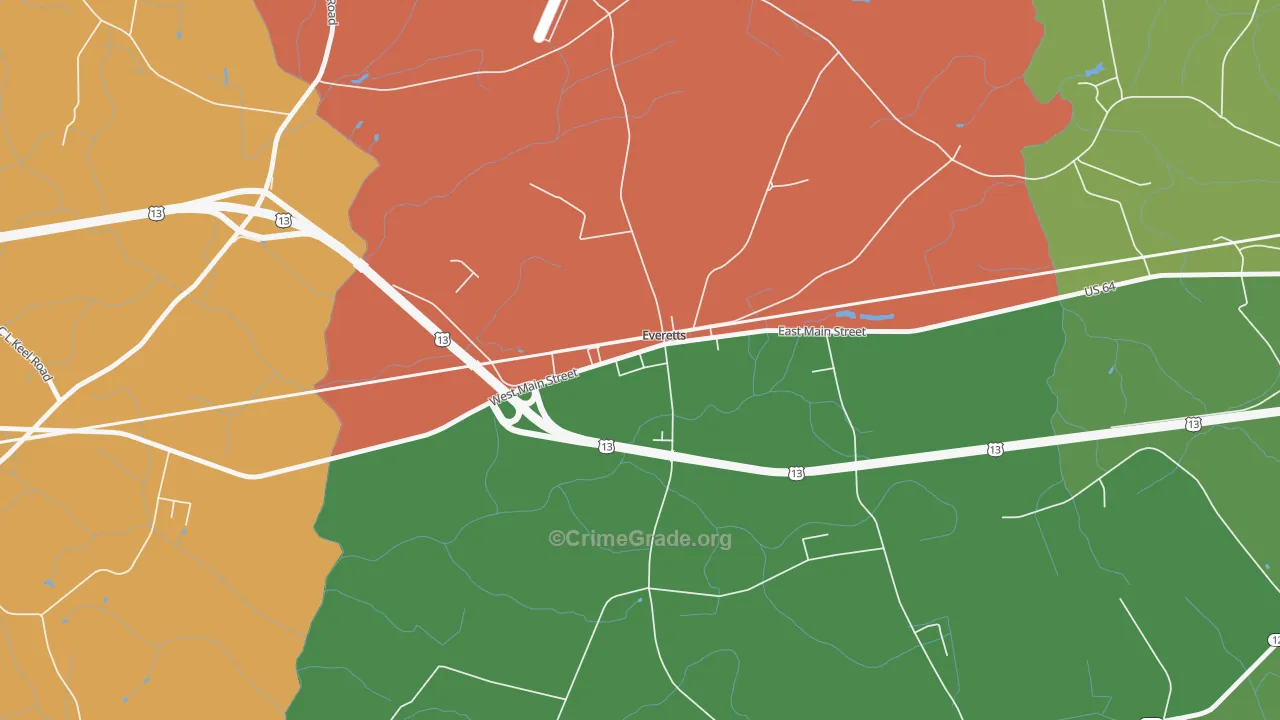 27825, NC Map of Drug-Related Crime Rates