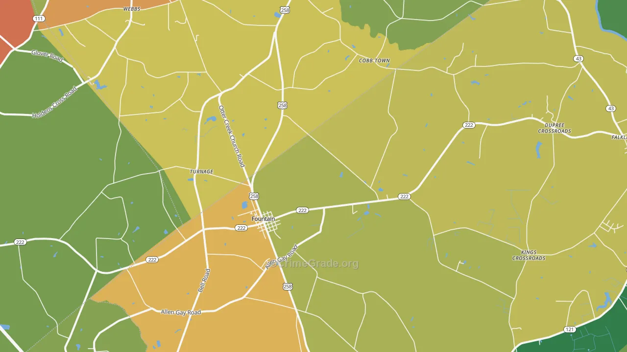 27829, NC Map of Drug-Related Crime Rates