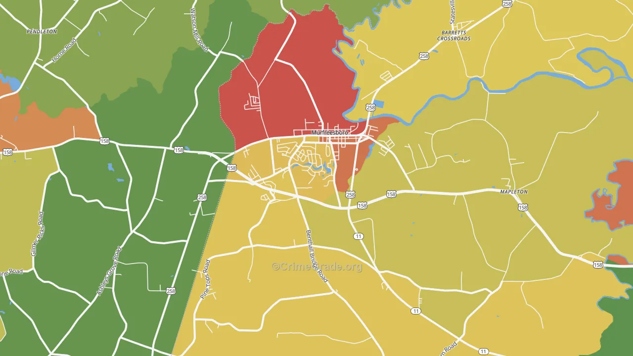 27855, NC Map of Drug-Related Crime Rates