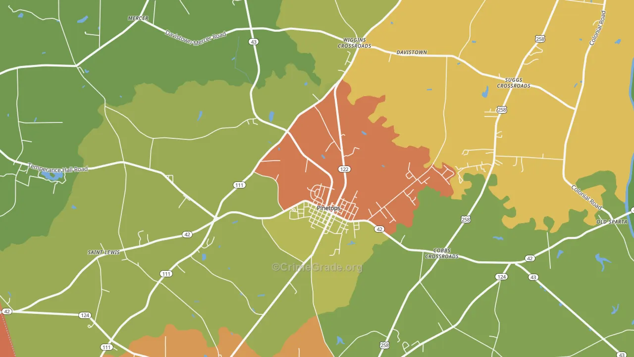 27864, NC Map of Drug-Related Crime Rates