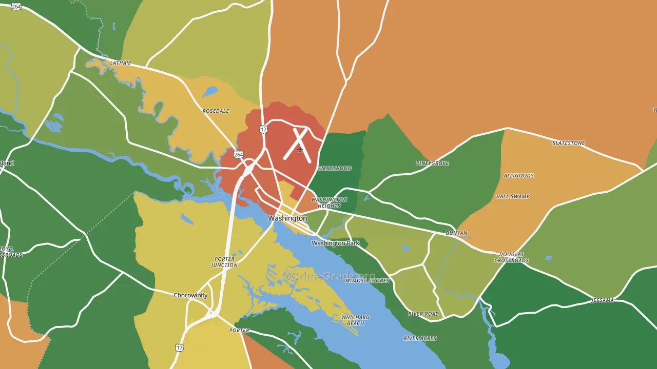 27889, NC Map of Drug-Related Crime Rates
