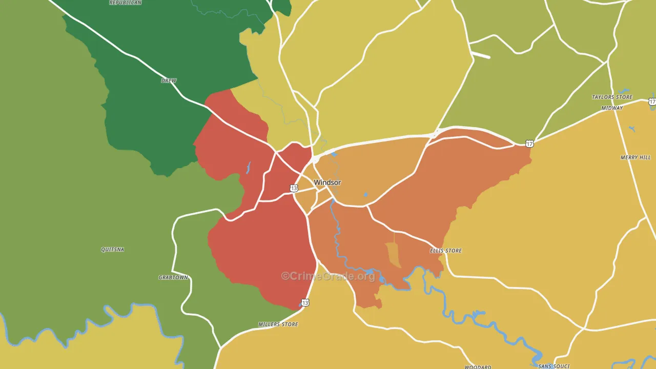 27983, NC Map of Drug-Related Crime Rates