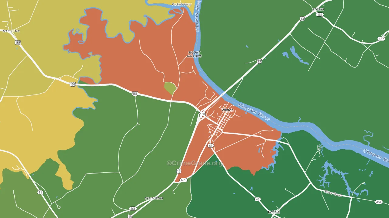 27986, NC Map of Drug-Related Crime Rates