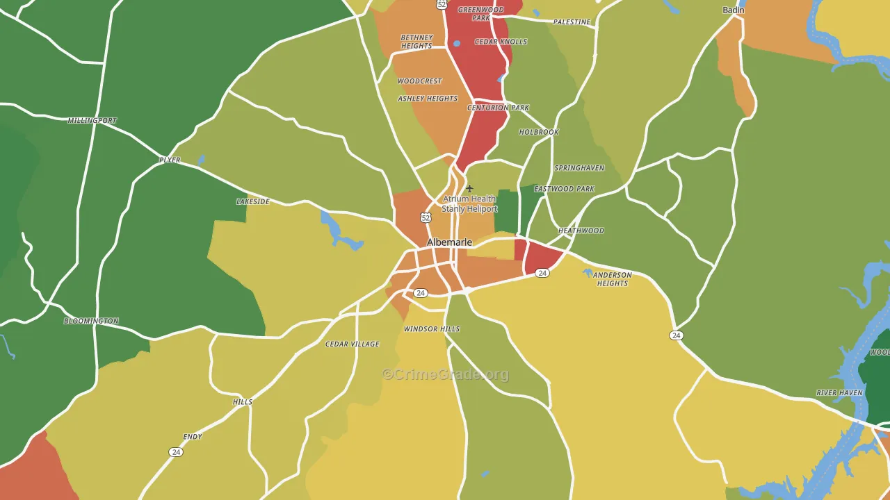 28001, NC Map of Drug-Related Crime Rates