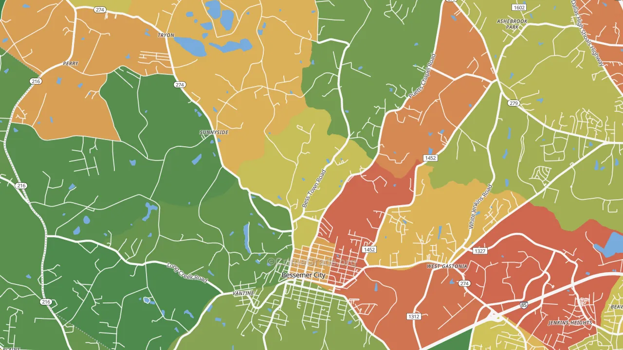 28016, NC Map of Drug-Related Crime Rates