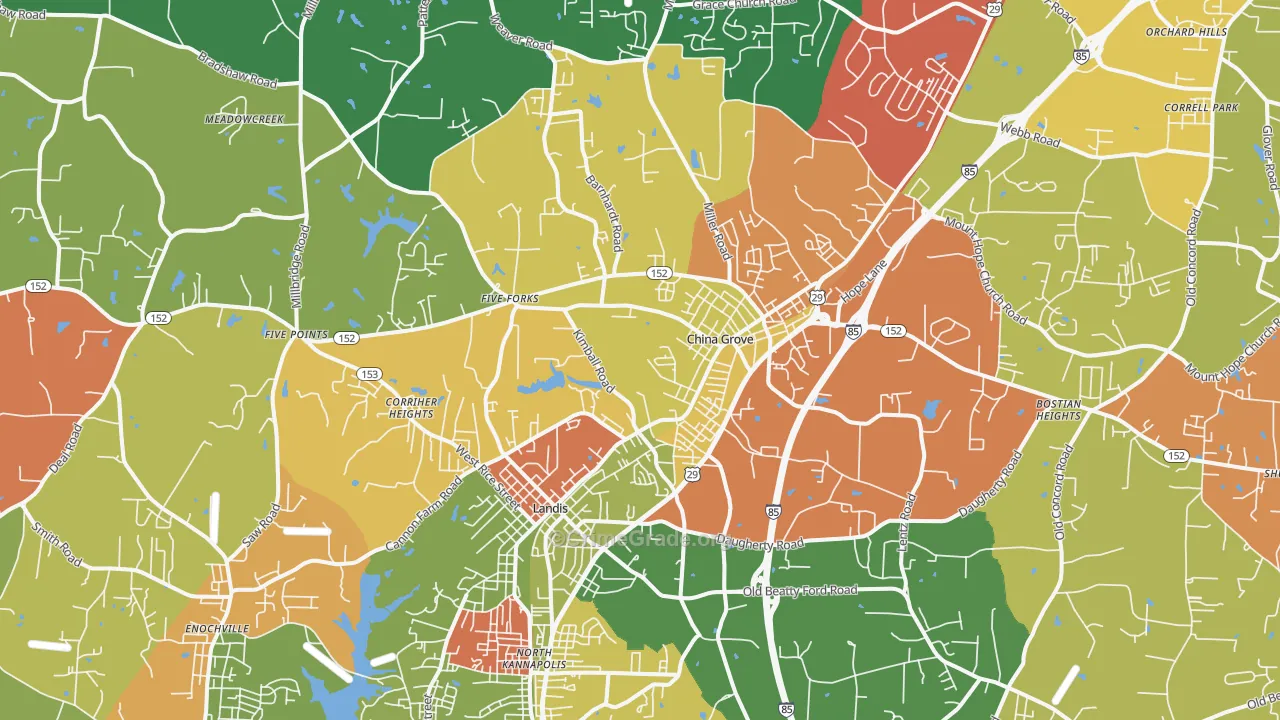 28023, NC Map of Drug-Related Crime Rates