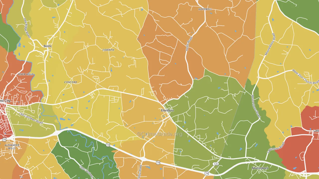 28040, NC Map of Drug-Related Crime Rates