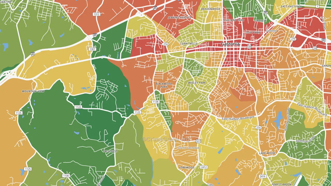 28052, NC Map of Drug-Related Crime Rates