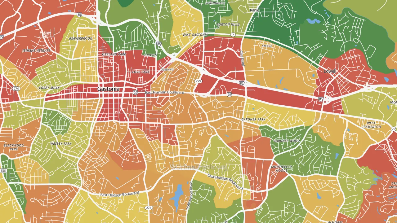 28054, NC Map of Drug-Related Crime Rates