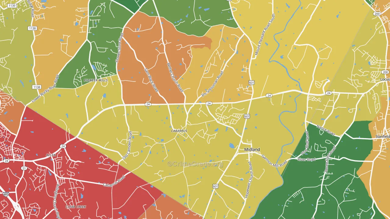 28107, NC Map of Drug-Related Crime Rates