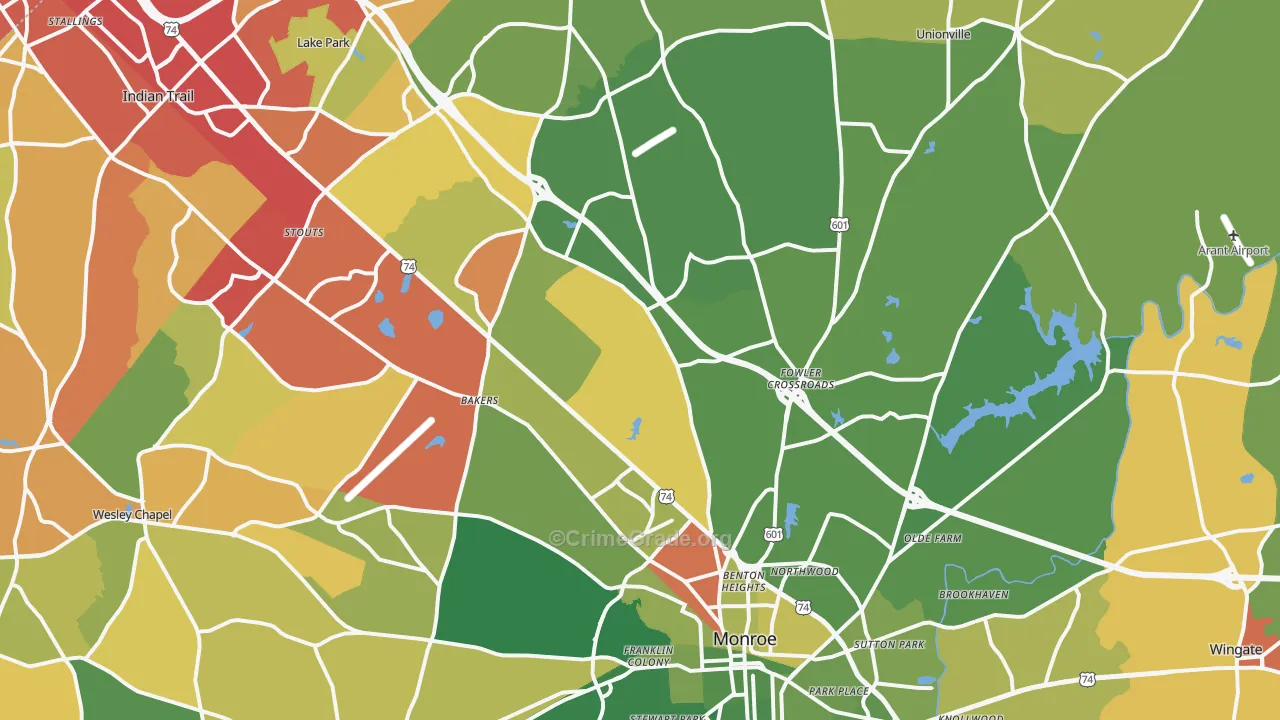 28110, NC Map of Drug-Related Crime Rates