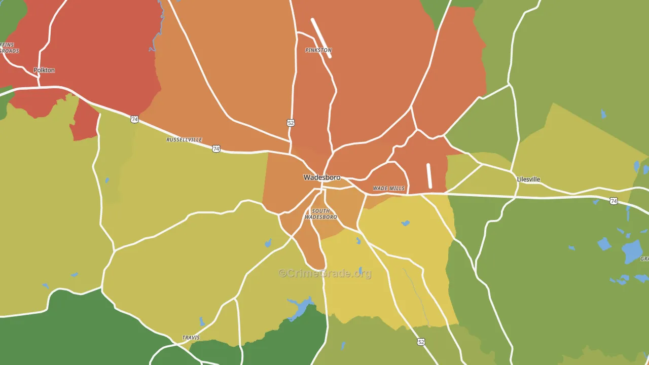 28170, NC Map of Drug-Related Crime Rates