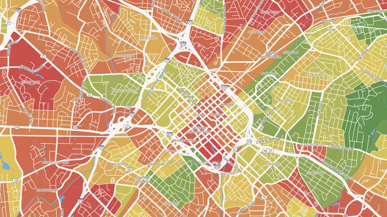 28202, NC Map of Drug-Related Crime Rates