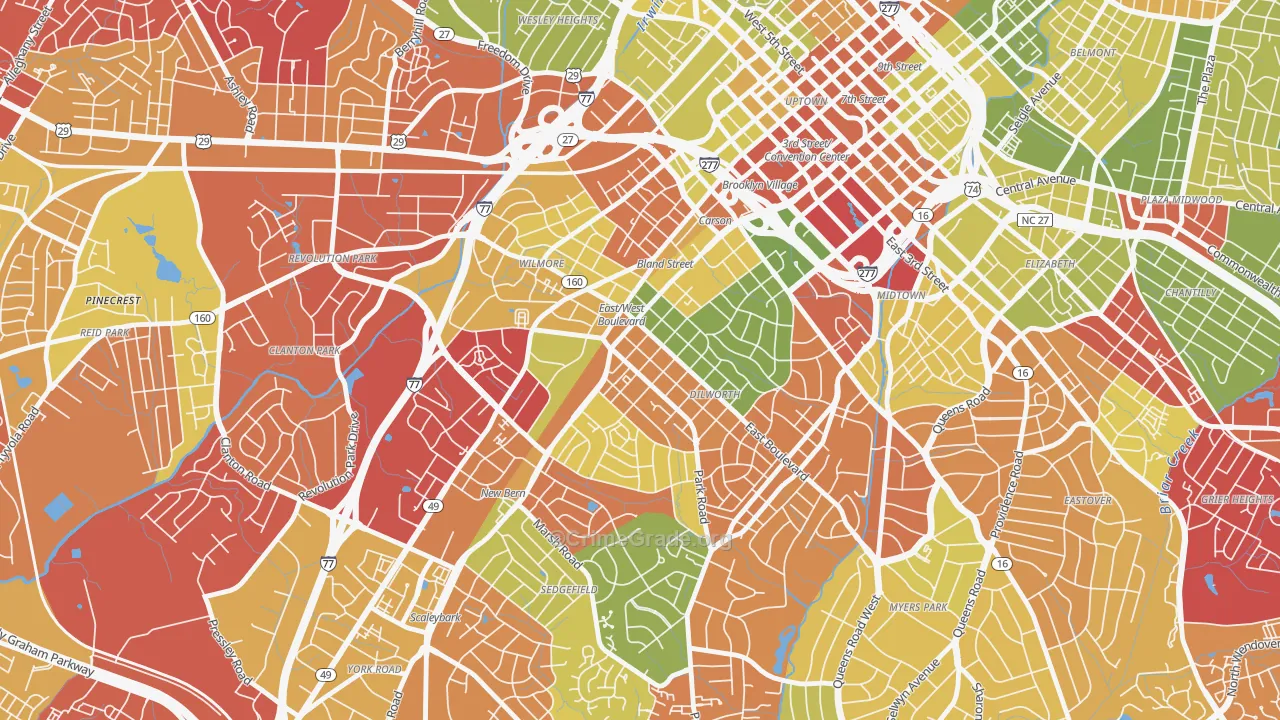 28203, NC Map of Drug-Related Crime Rates