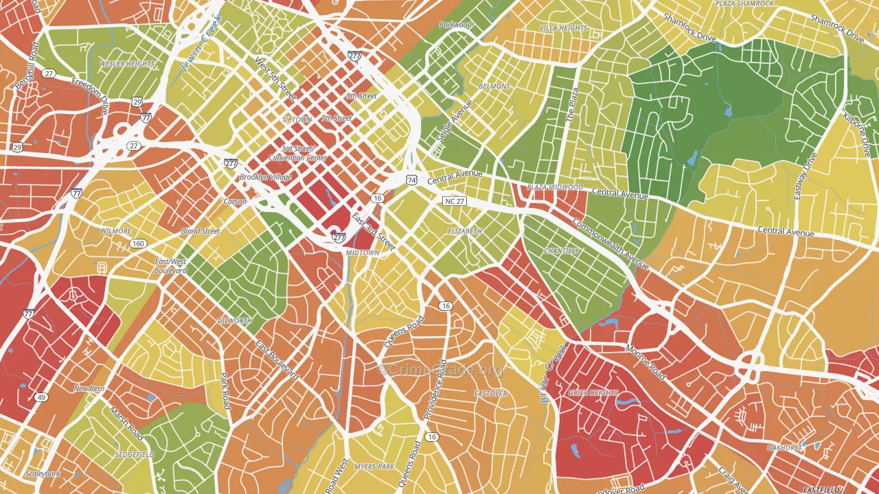 28204, NC Map of Drug-Related Crime Rates
