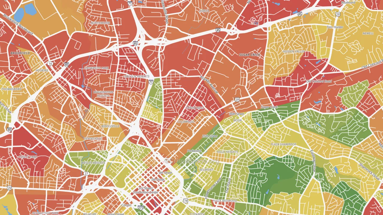 28206, NC Map of Drug-Related Crime Rates