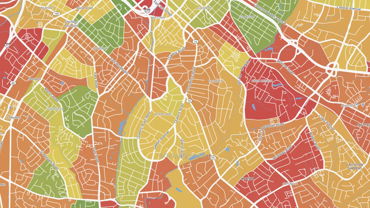 28207, NC Map of Drug-Related Crime Rates
