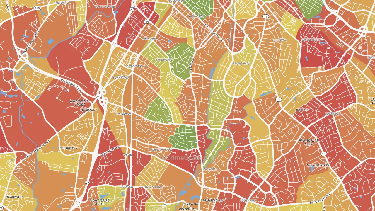 28209, NC Map of Drug-Related Crime Rates