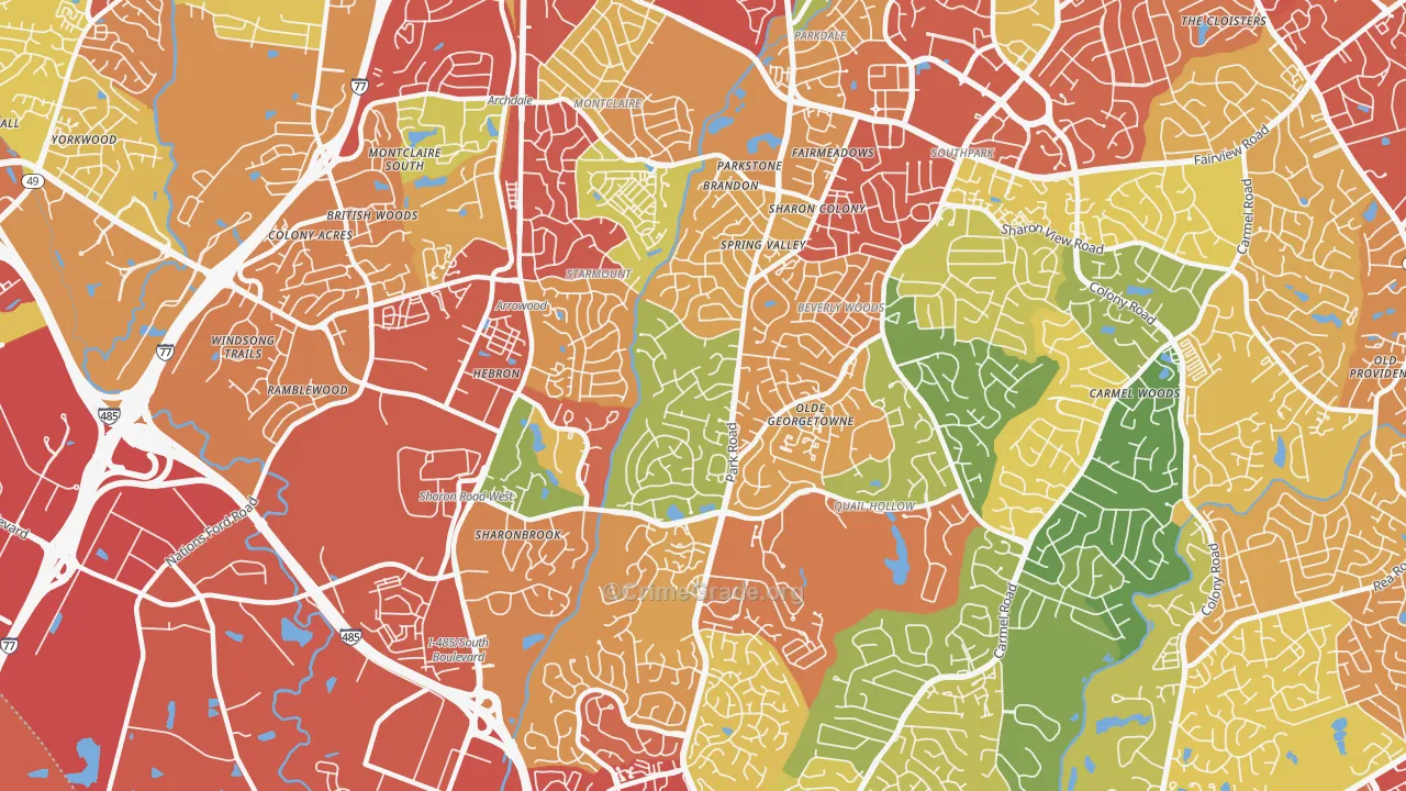 28210, NC Map of Drug-Related Crime Rates