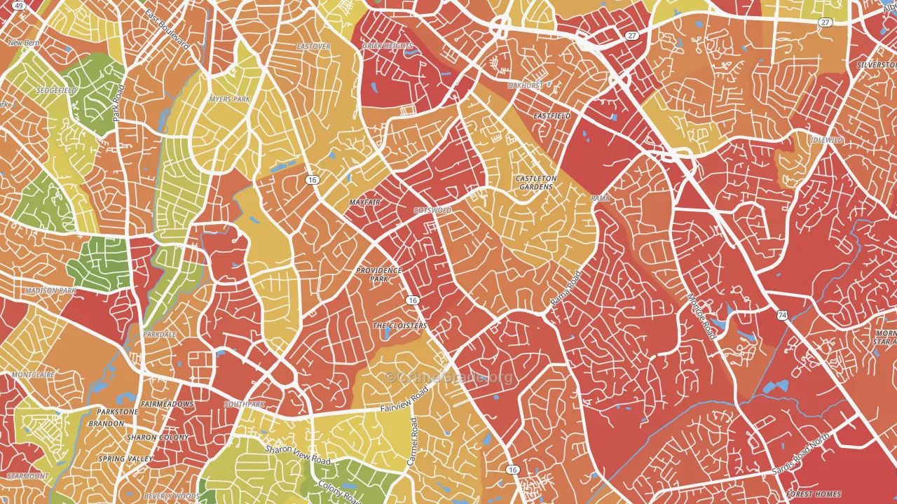 28211, NC Map of Drug-Related Crime Rates