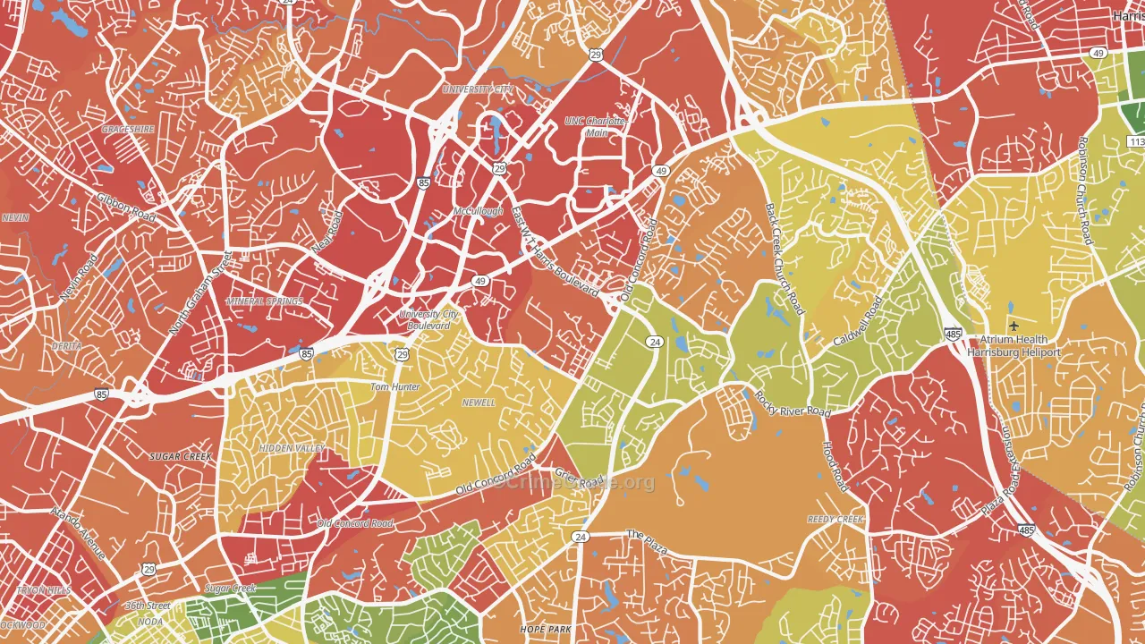 28213, NC Map of Drug-Related Crime Rates