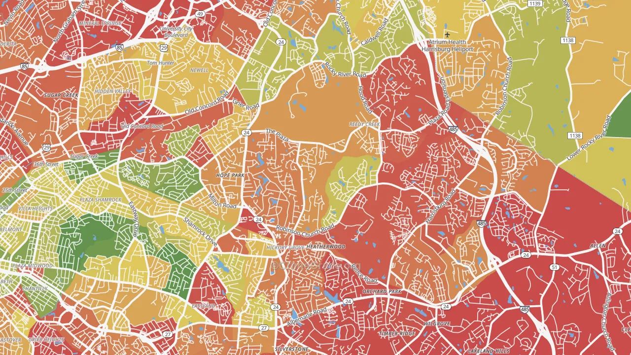 28215, NC Map of Drug-Related Crime Rates