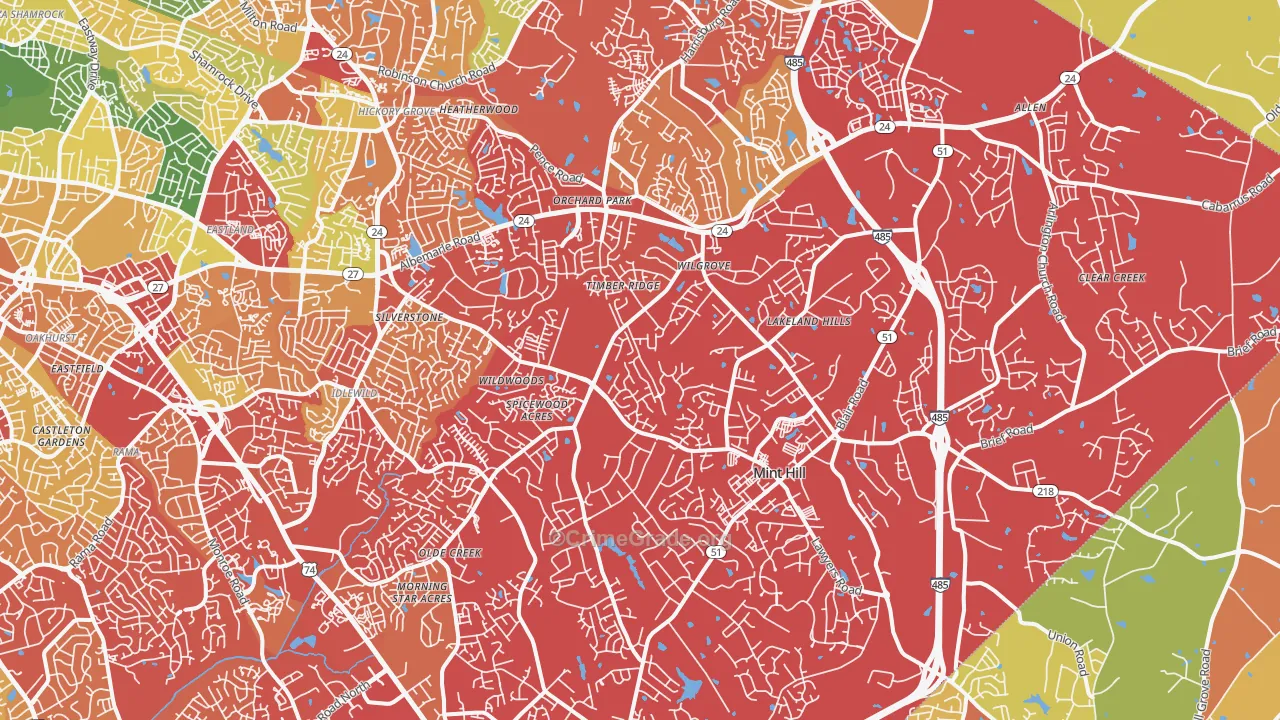 28227, NC Map of Drug-Related Crime Rates