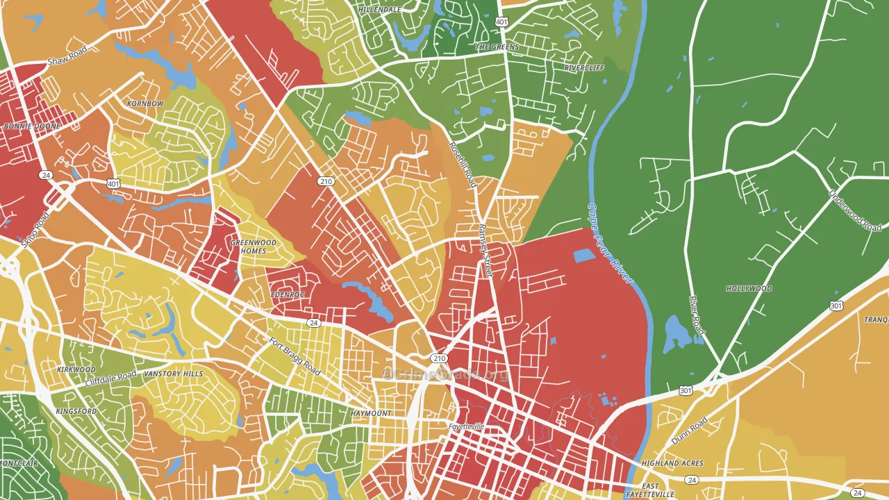 28301, NC Map of Drug-Related Crime Rates