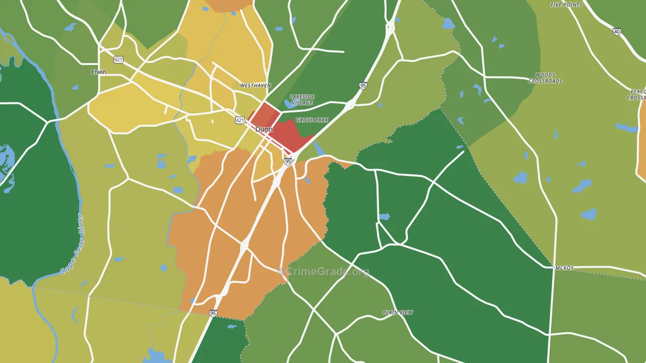 28334, NC Map of Drug-Related Crime Rates