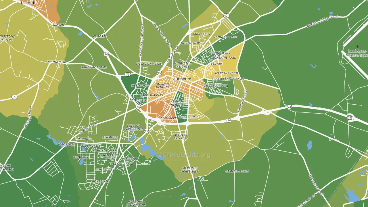 28352, NC Map of Drug-Related Crime Rates