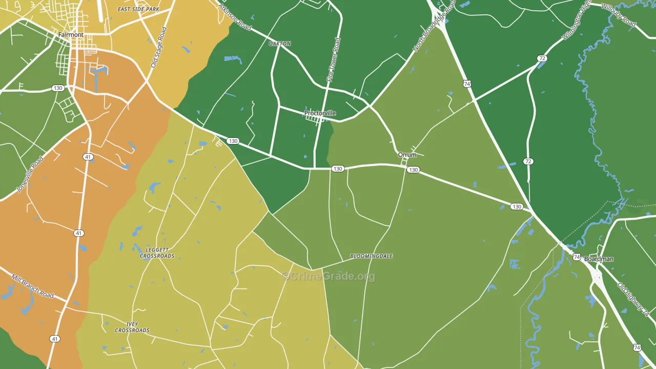28369, NC Map of Drug-Related Crime Rates