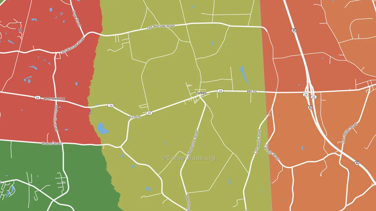28393, NC Map of Drug-Related Crime Rates