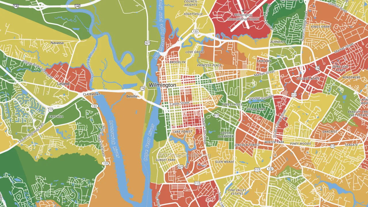 28401, NC Map of Drug-Related Crime Rates