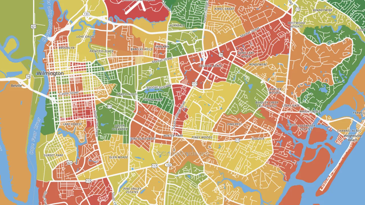 28403, NC Map of Drug-Related Crime Rates