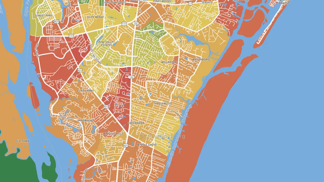 28409, NC Map of Drug-Related Crime Rates