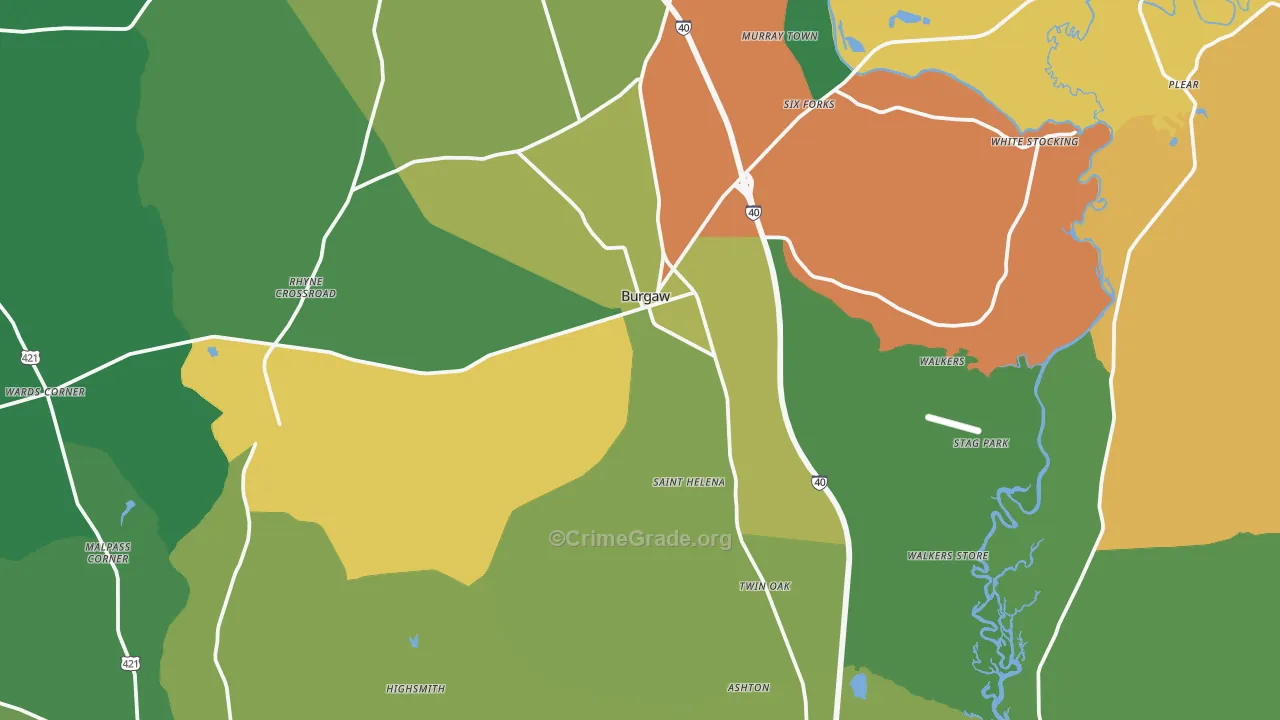 28425, NC Map of Drug-Related Crime Rates