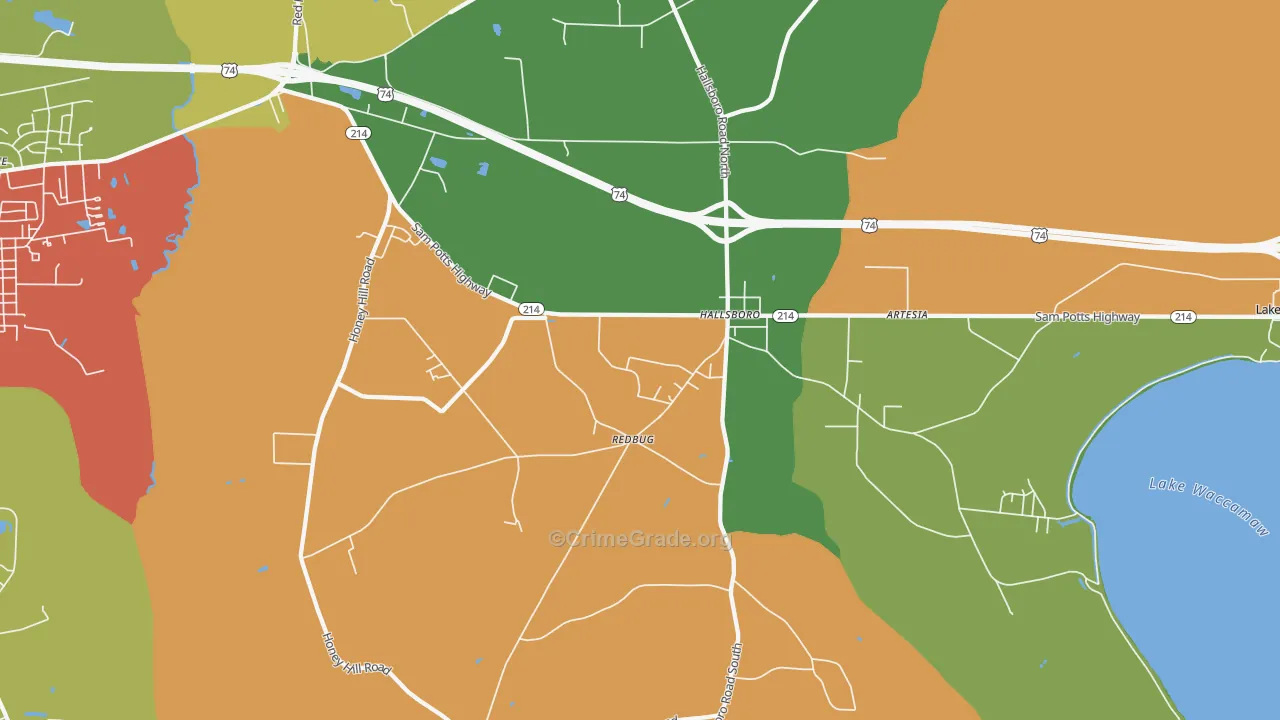 28442, NC Map of Drug-Related Crime Rates