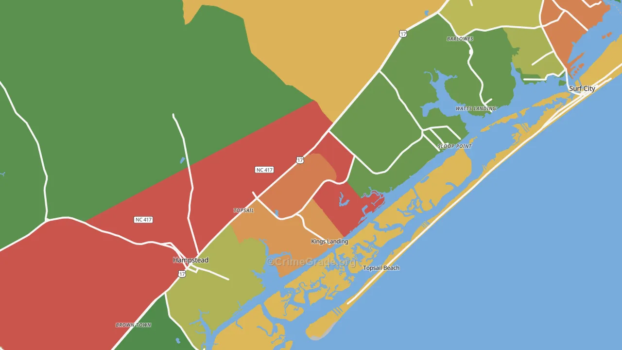 28443, NC Map of Drug-Related Crime Rates