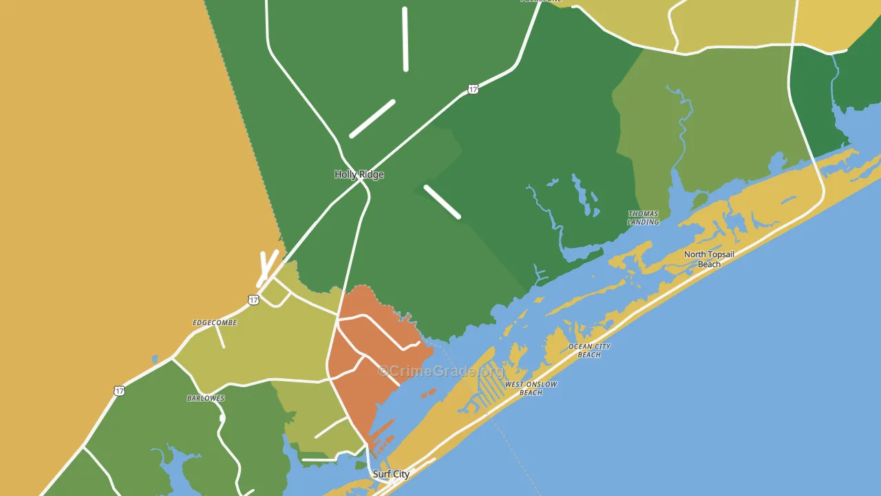 28445, NC Map of Drug-Related Crime Rates