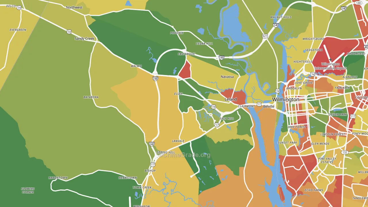 28451, NC Map of Drug-Related Crime Rates