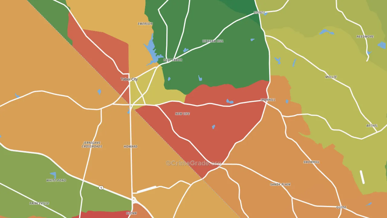 28463, NC Map of Drug-Related Crime Rates