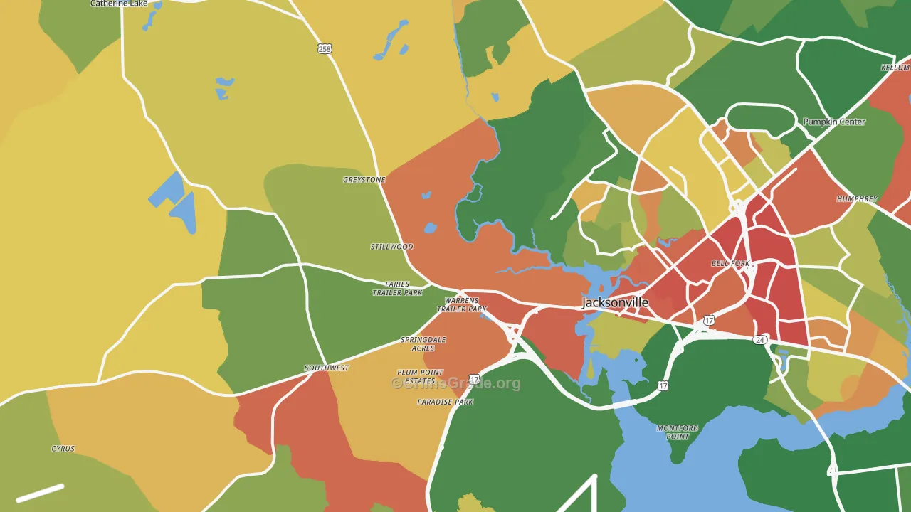 28540, NC Map of Drug-Related Crime Rates