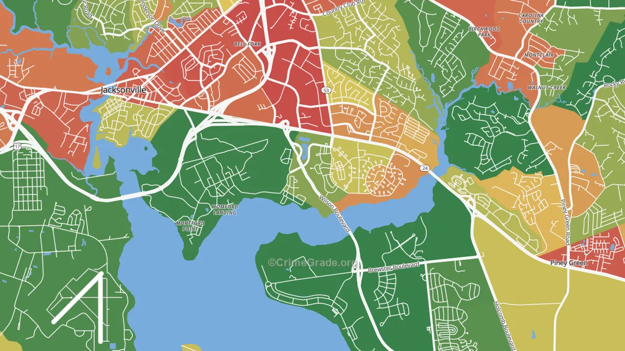 28543, NC Map of Drug-Related Crime Rates