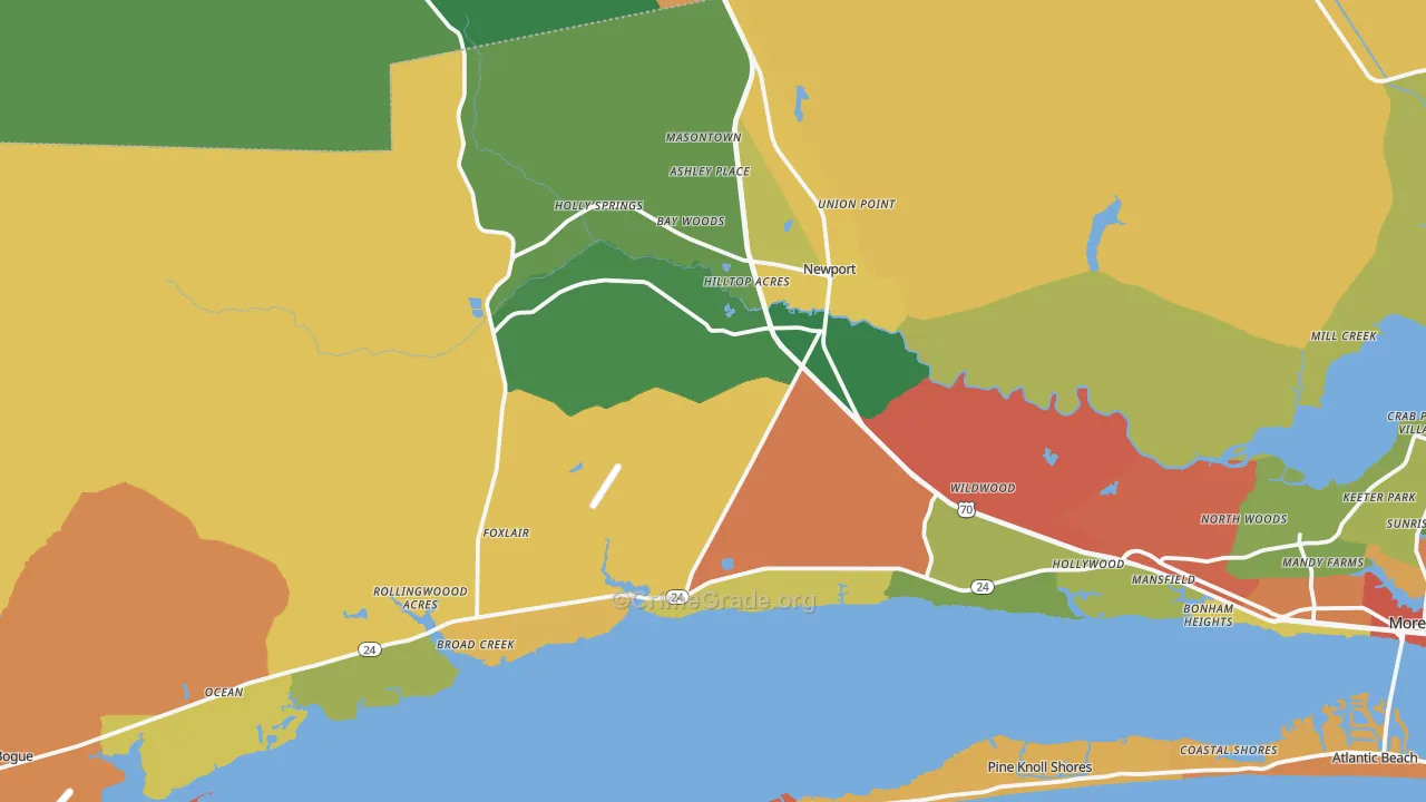 28570, NC Map of Drug-Related Crime Rates