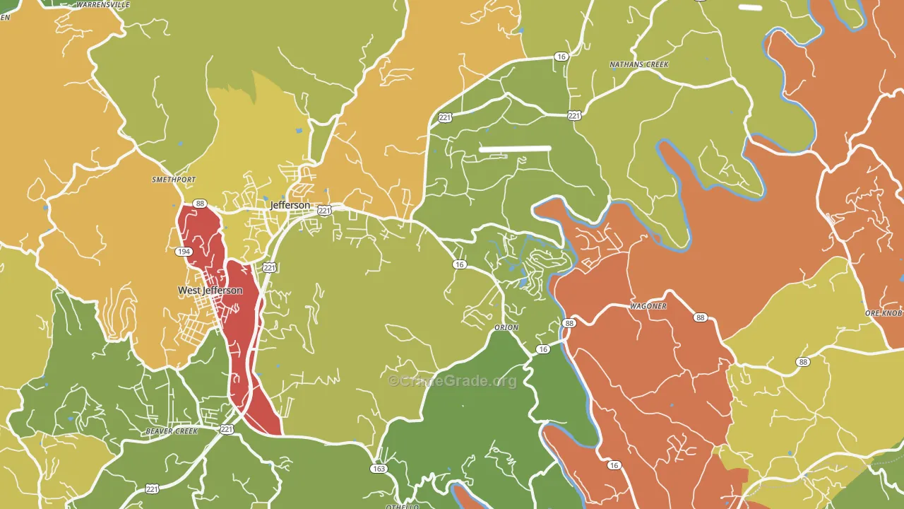 28640, NC Map of Drug-Related Crime Rates