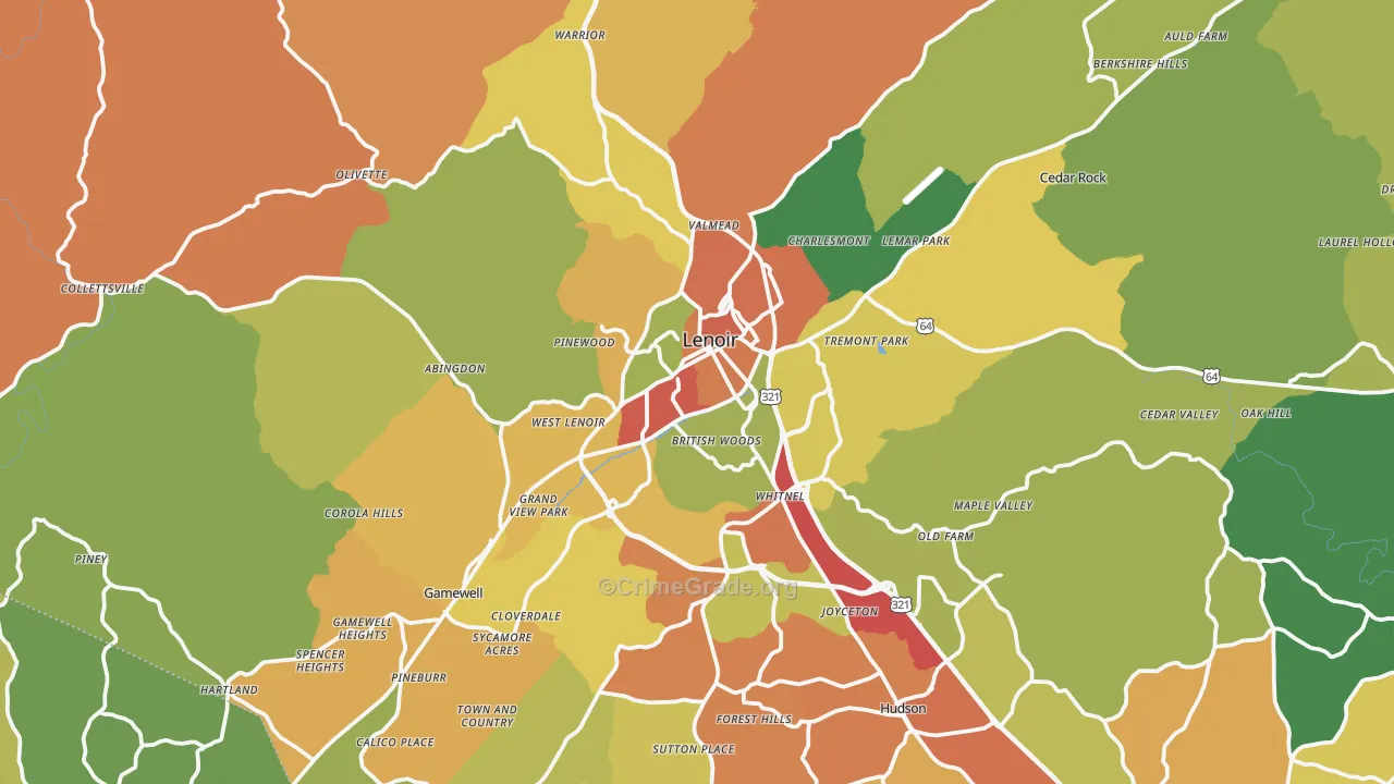 28645, NC Map of Drug-Related Crime Rates