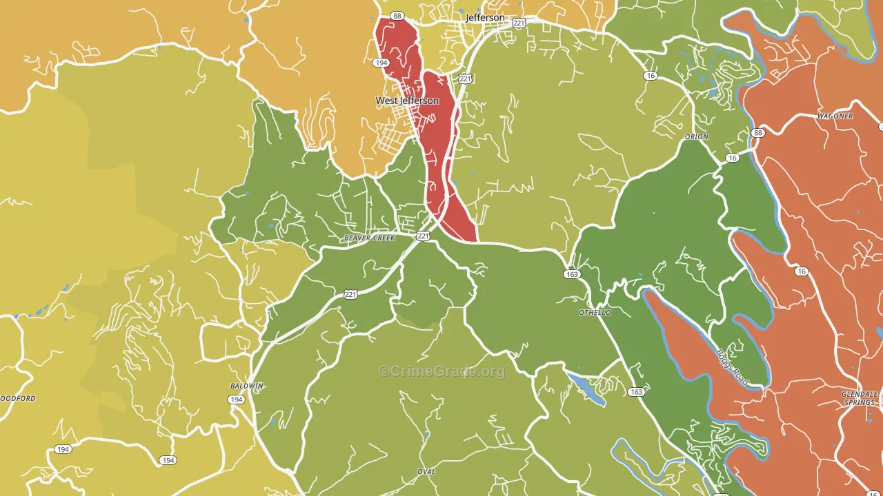 28694, NC Map of Drug-Related Crime Rates
