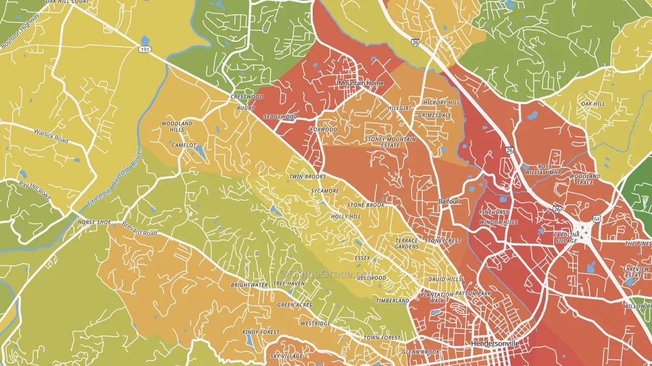 28791, NC Map of Drug-Related Crime Rates